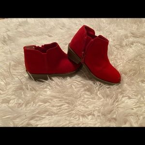 Red toddler booties